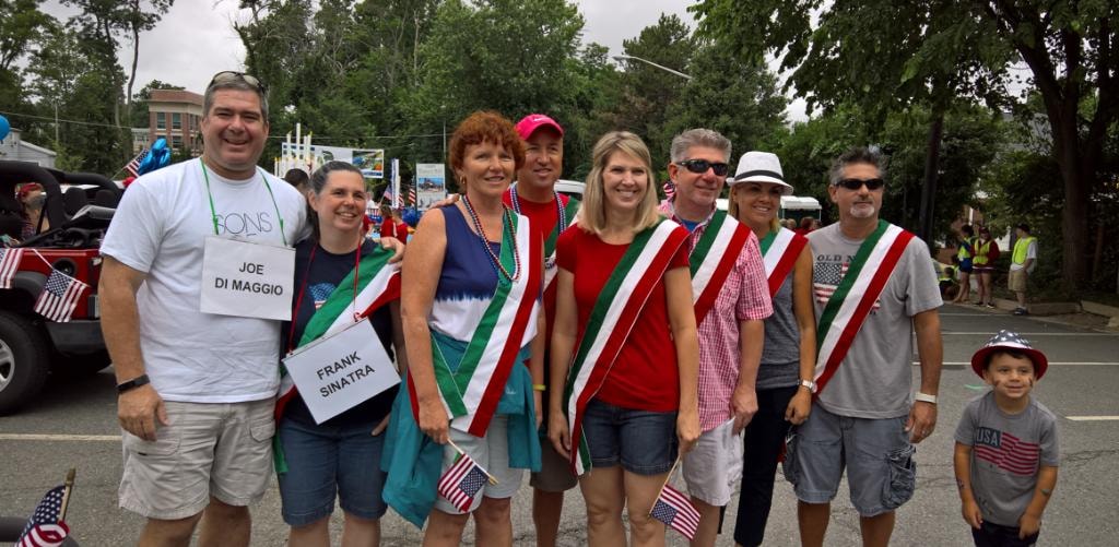 Lodge members in Italian sashes at the parade
